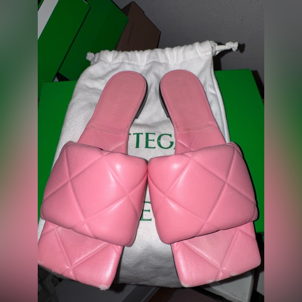 Bottega Veneta Pink Quilted Slides